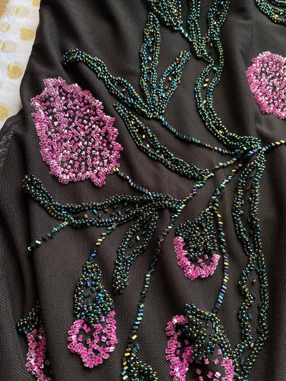 After Six black beaded evening gown UK 14