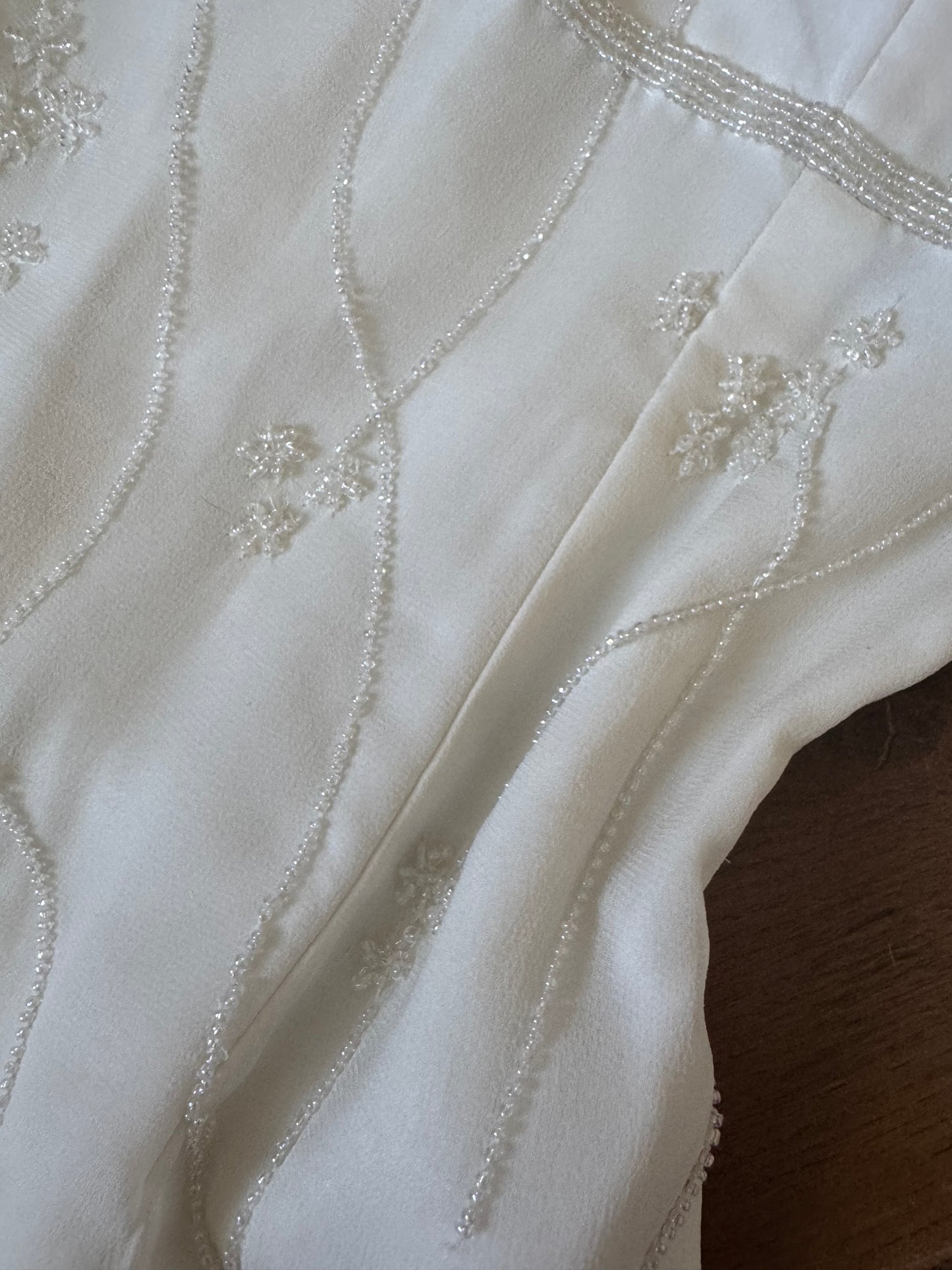 Scala 100% silk ivory beaded wedding dress uk 10