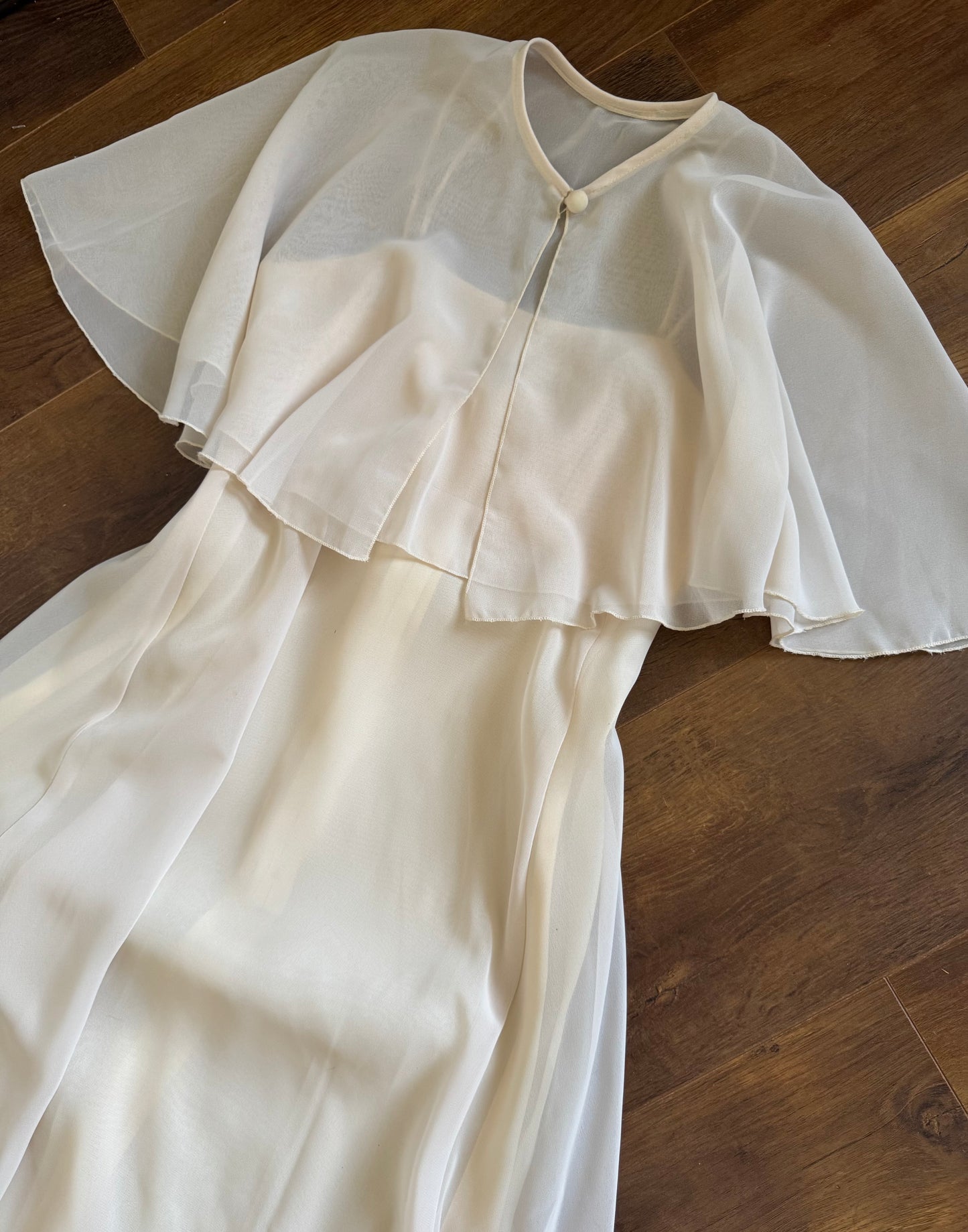 Vintage 70s 2-piece dress & cape wedding set uk 6-8/XS