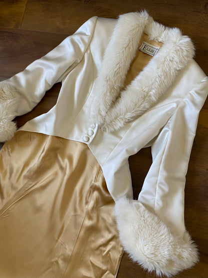 Ellis ivory 2-piece wedding dress & coat set uk 12