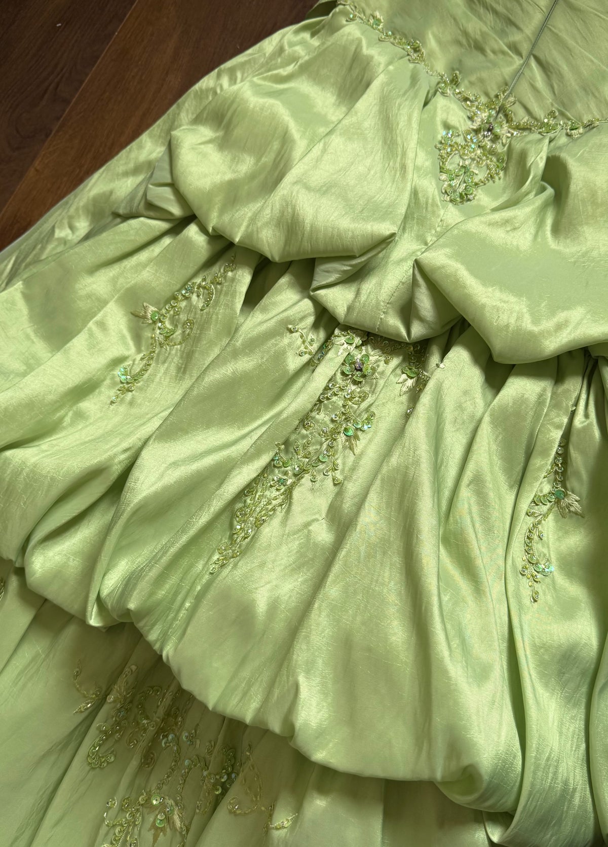 Green strapless a-line prom dress uk 10