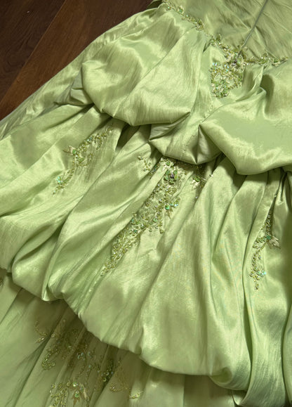 Green strapless a-line prom dress uk 10