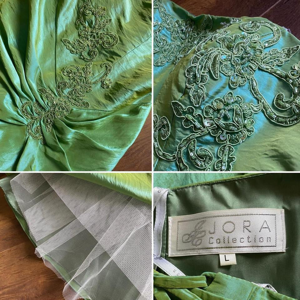 Jora green strapless prom dress & shawl uk 12