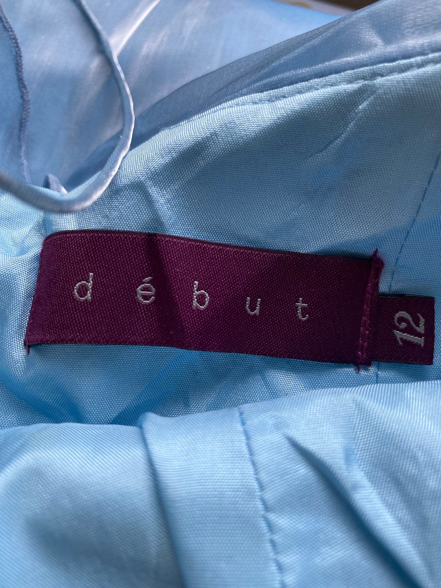 Ice blue silky a-line evening gown UK 10-12