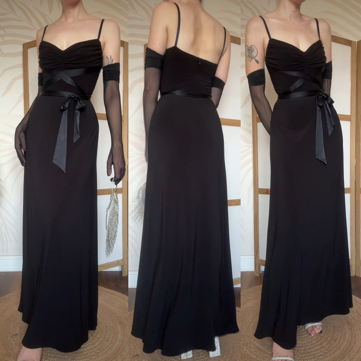 Black 90s stretch evening dress uk 12