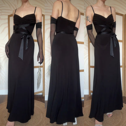 Black 90s stretch evening dress uk 12