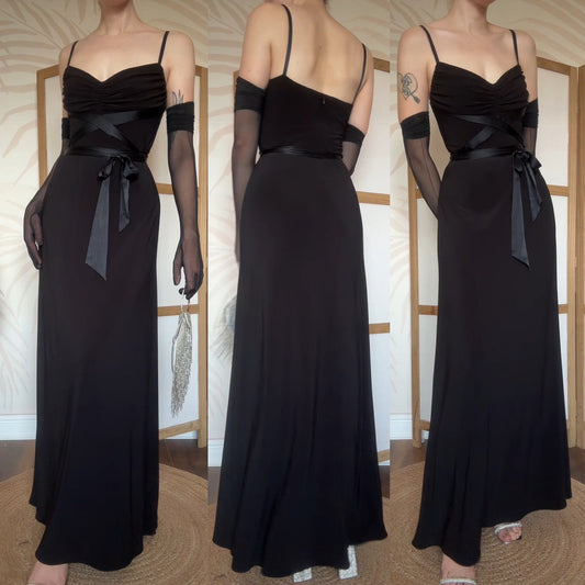 Black 90s stretch evening dress uk 12