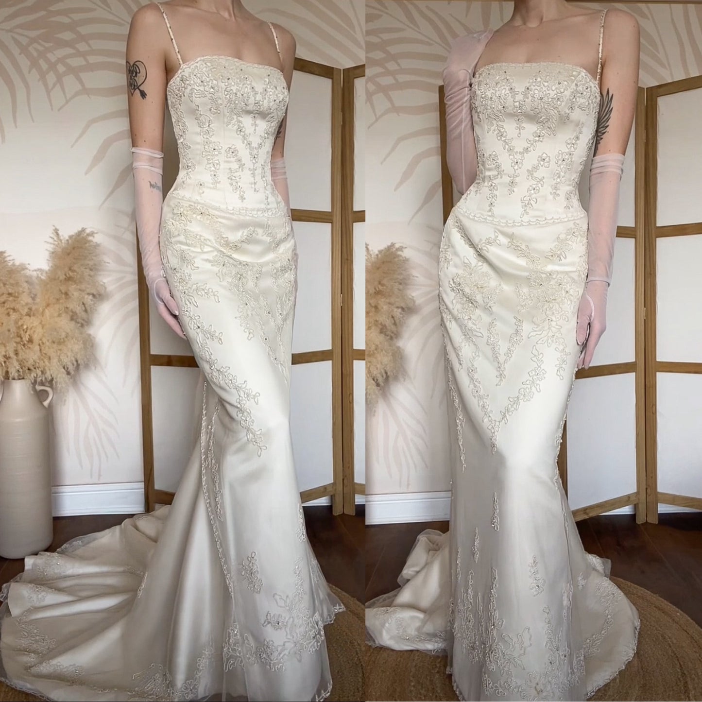 Ivory Benjamin Roberts lace wedding dress uk 12