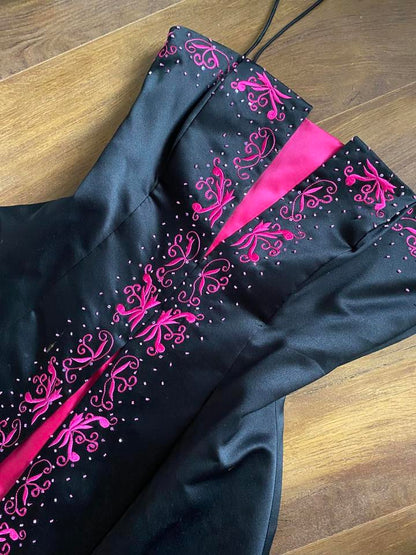 Niki Livas black & pink a-line prom dress uk 12