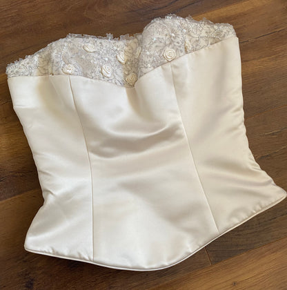 Champagne 2-piece top & skirt wedding set uk 8