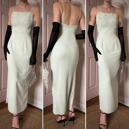 Medici pale green fitted evening dress UK 10