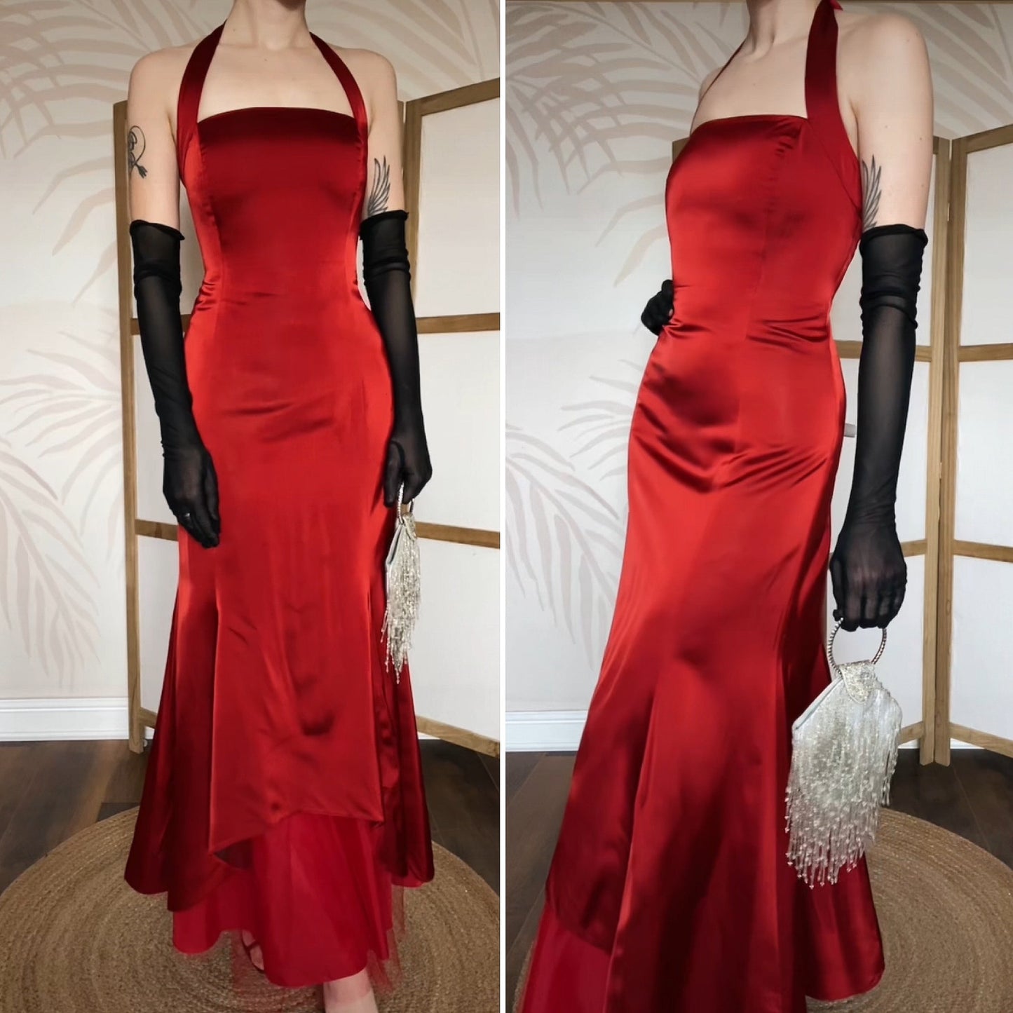 Gina Bacconi red halter neck evening dress uk 14