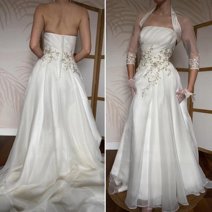 Off white strapless a-line wedding dress UK 12-14