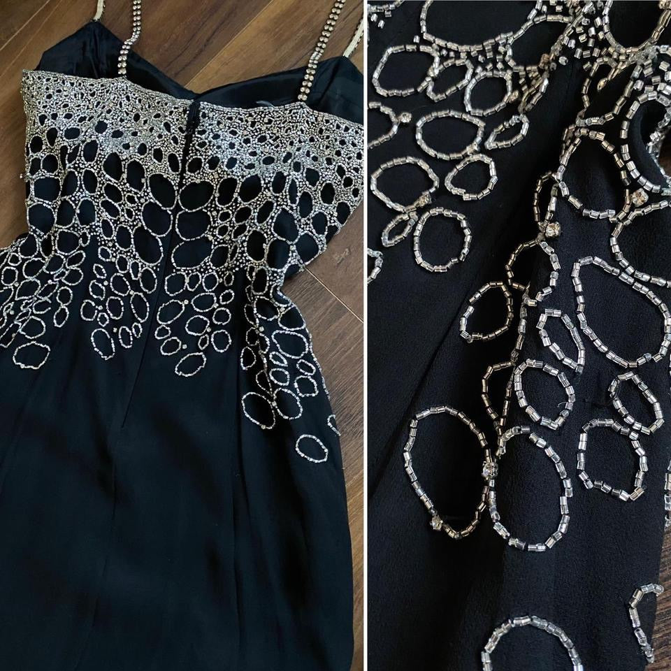 Le Gala 100% silk beaded dress & shawl uk 10
