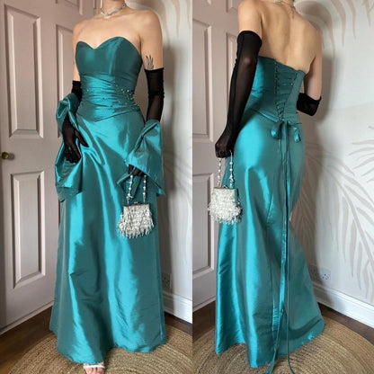 Teal Hilary Morgan strapless gown & shawl UK 12
