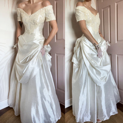 Dante Ronald Joyce off shoulder ivory wedding dress UK 10