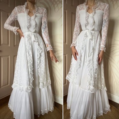 White lace long sleeve wedding dress UK 8