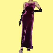 Load image into Gallery viewer, Purple Richards velvet stretch evening dress UK 10-12
