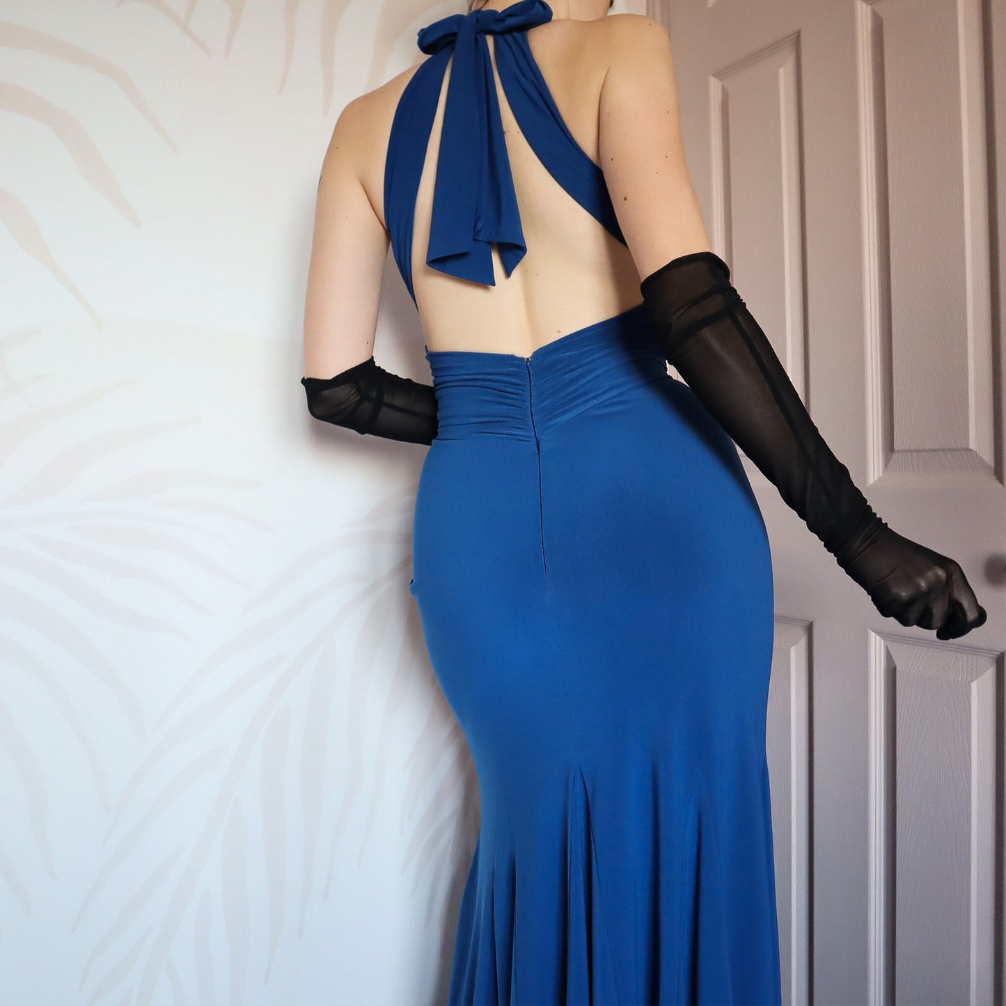 Blue stretch evening gown UK 10