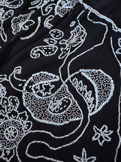 Black & white beaded evening dress uk 14