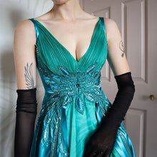 Load image into Gallery viewer, Blue &amp; Green Butterfly Evening Gown UK 6
