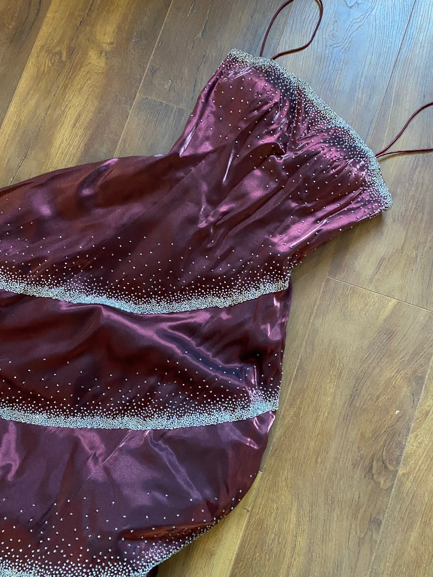 Scala red a-line beaded prom dress & shawl UK 10