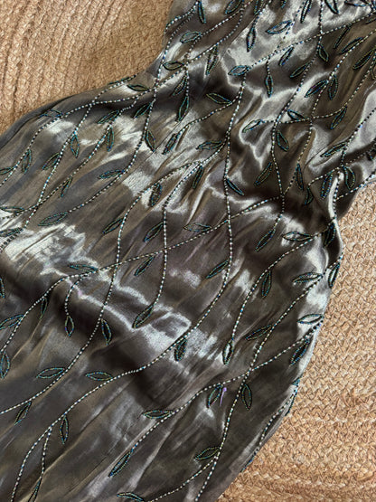 Christine Elizabeth iridescent green beaded gown UK 10