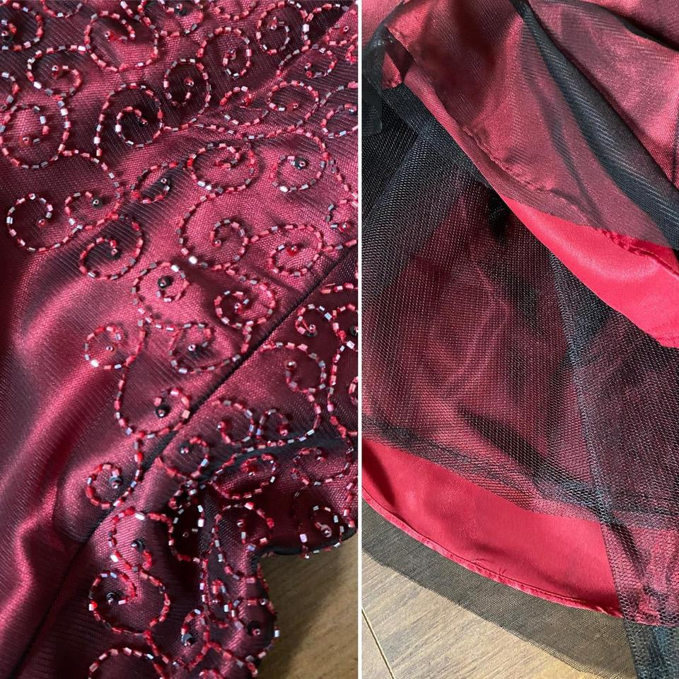Blondie Nites dark red beaded a-line prom dress uk 12