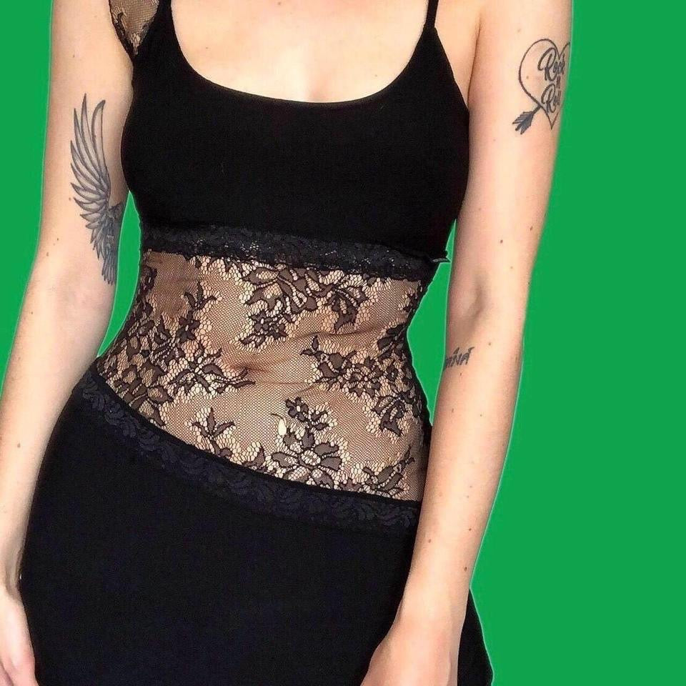 Nick Coleman black lace midi dress UK 12