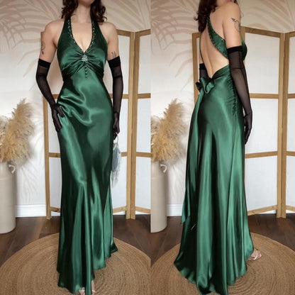 Niki Livas green satin prom dress uk 10