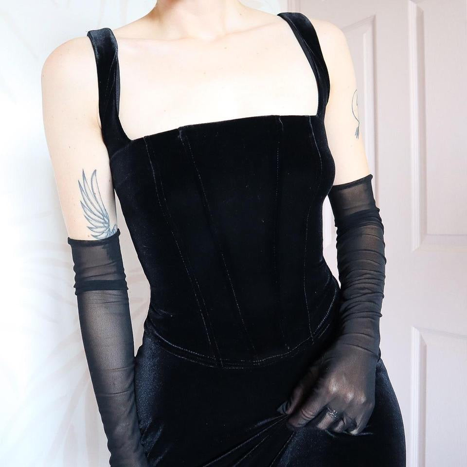 Black Debut velvet stretch 2 piece set UK 12