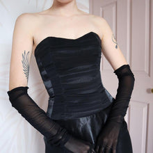 Load image into Gallery viewer, Black Charas Strapless Lace Up Corset Dress UK XS
