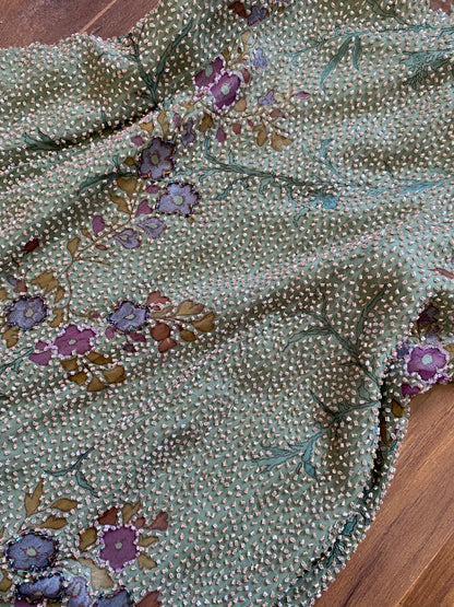 Mon Cheri green silk beaded dress & shawl uk 12