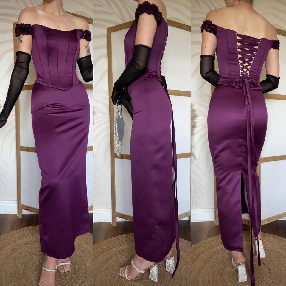Pronuptia purple 2 piece corset & skirt uk 4-6