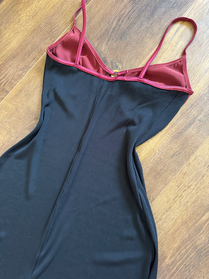 Black & pink stretch bodycon dress uk 10