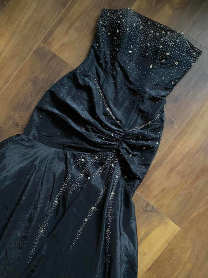 Black strapless beaded prom dress uk 10