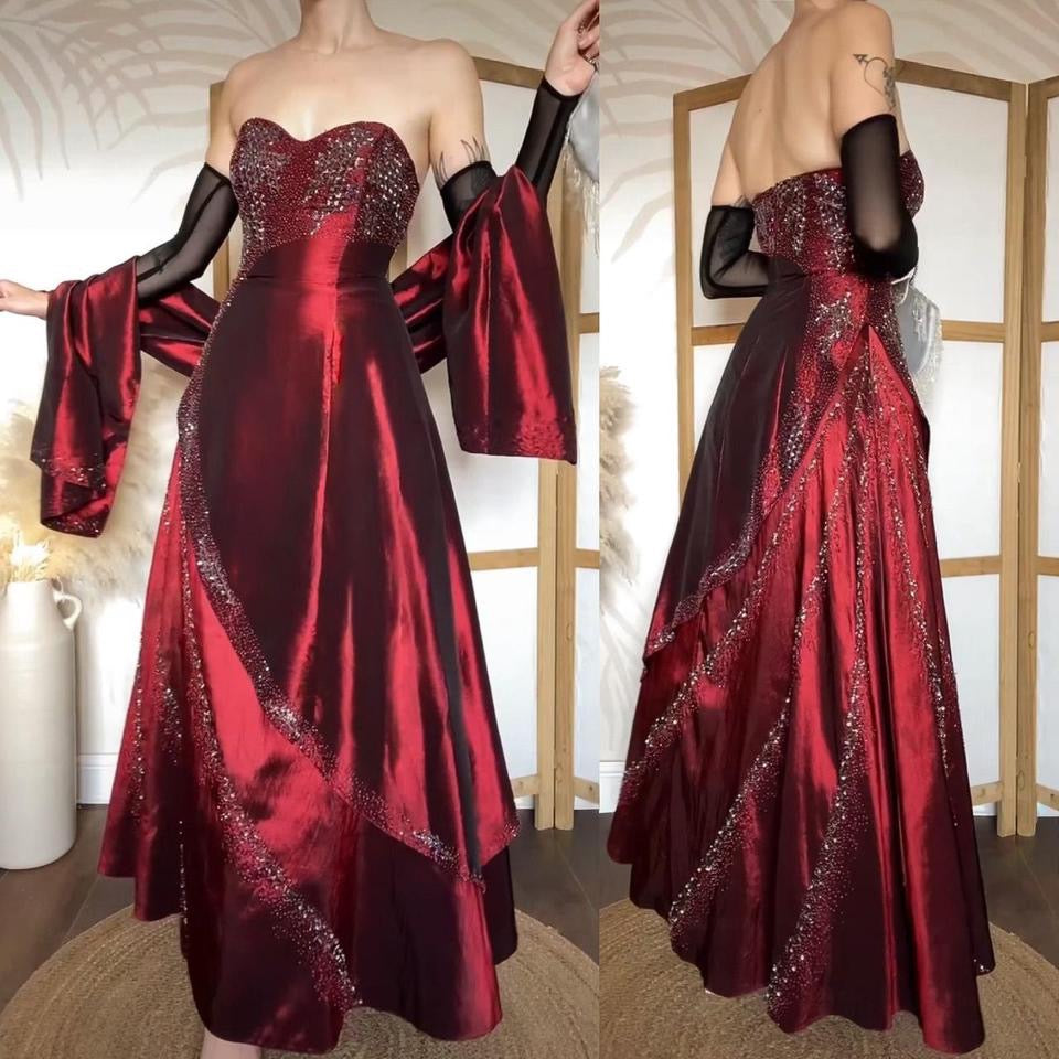 Yve London red beaded prom dress & shawl uk 8-10