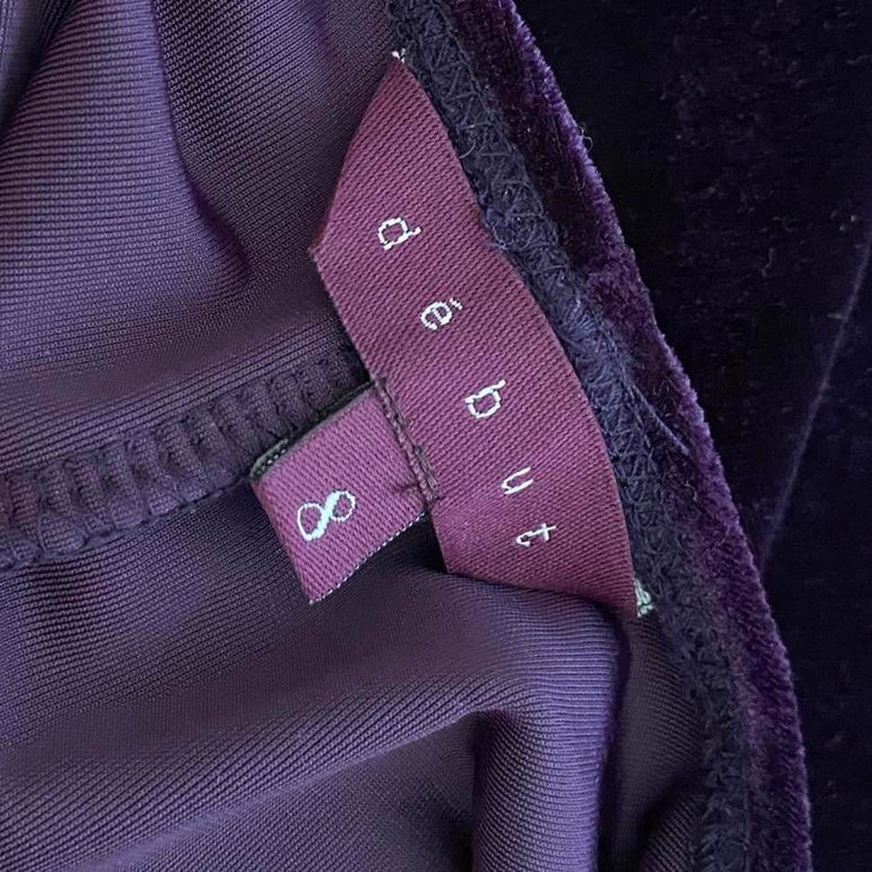 Purple velvet stretch evening dress UK 8-10