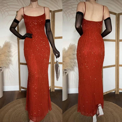 Burnt orange 100% silk beaded/sequin evening dress uk 12-14