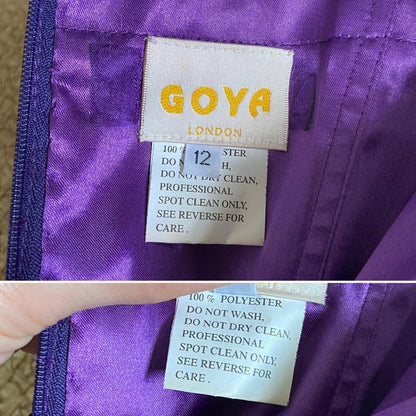 Goya purple strapless prom dress uk 12 available