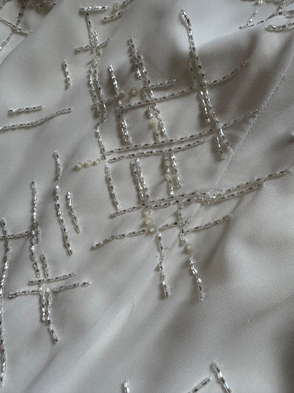 Ivory halter-neck beaded wedding dress uk 12