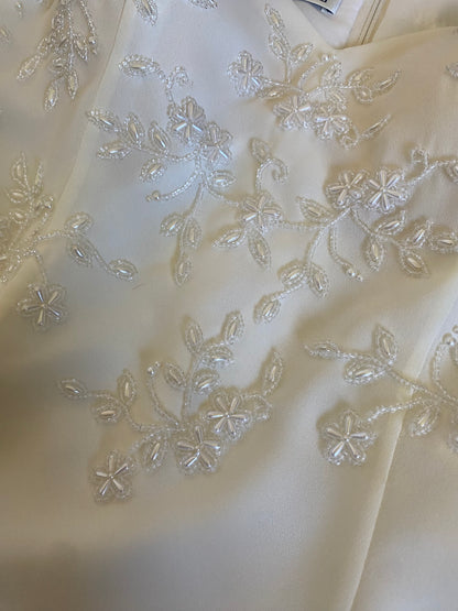 90s ivory beaded a-line wedding dress & shawl uk 6-8