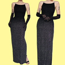 Load image into Gallery viewer, Black Dave &amp; Johnny glittery stretch gown UK 14
