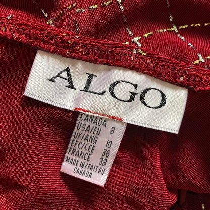 Red stretch high neck glittery evening dress UK 10