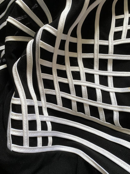 Vintage Tadashi black & white evening dress UK 10-12