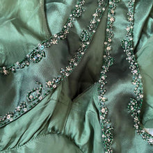 Load image into Gallery viewer, Green Vintage Niki Livas Satin Evening Gown Prom Dress UK Size 8
