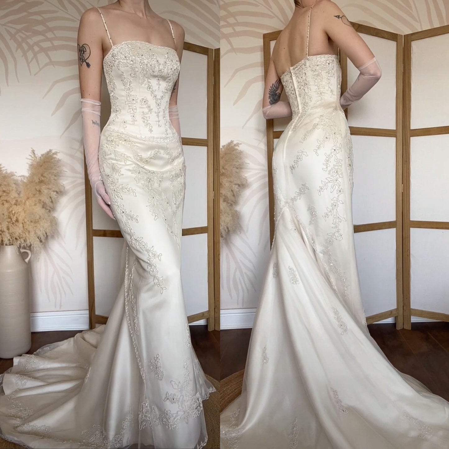 Ivory Benjamin Roberts lace wedding dress uk 12