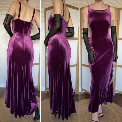 Purple Richards velvet stretch evening dress UK 10-12