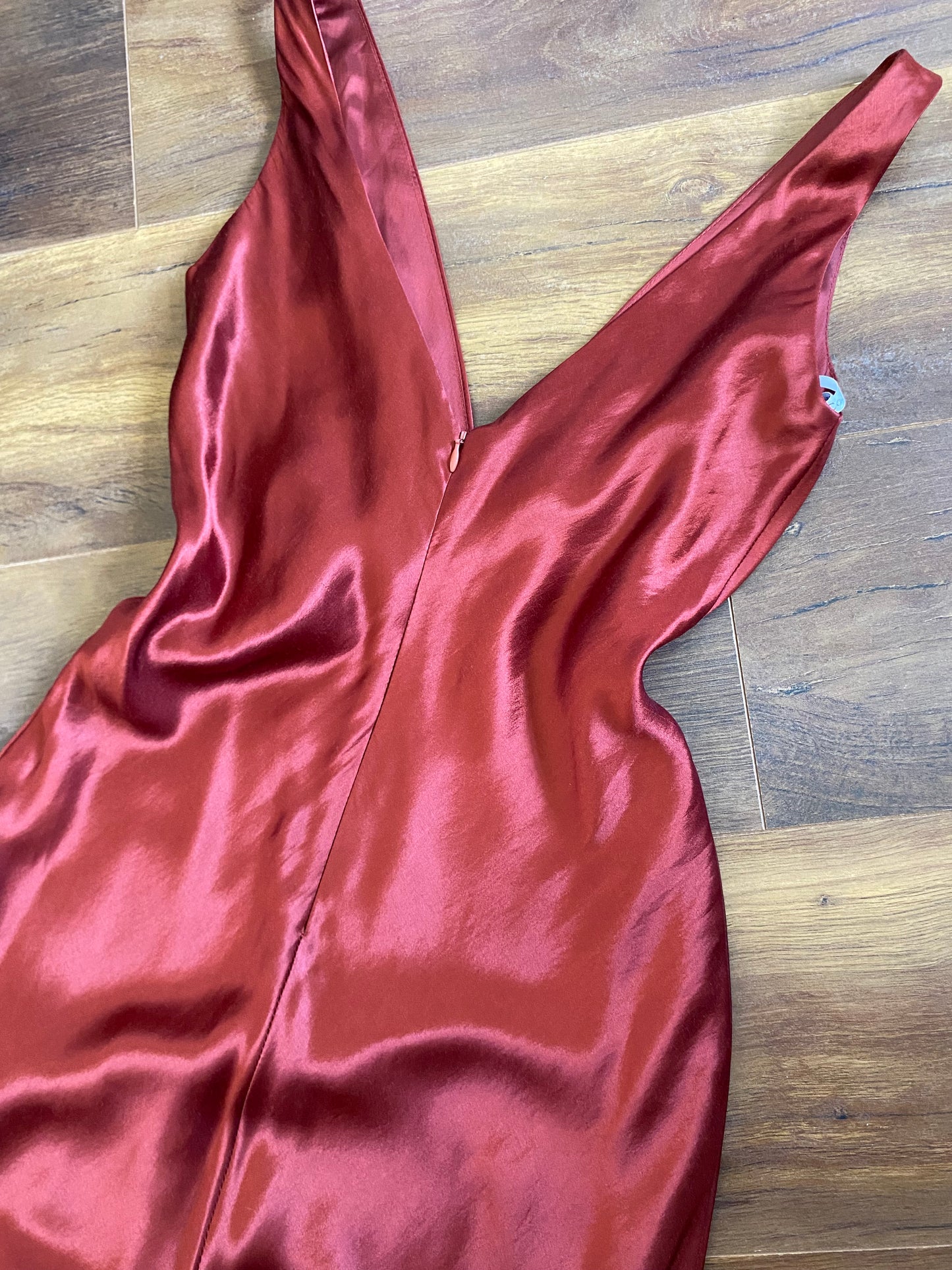 Morgan & Co red satin evening dress uk 10