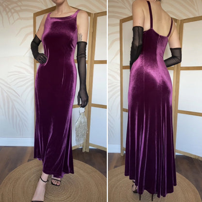 Purple Richards velvet stretch evening dress UK 10-12